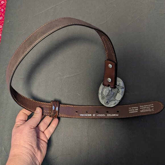 Nocona Siskiyou Horse Tooled Western Leather Statement Belt Buckle Resin Boho - Picture 11 of 15